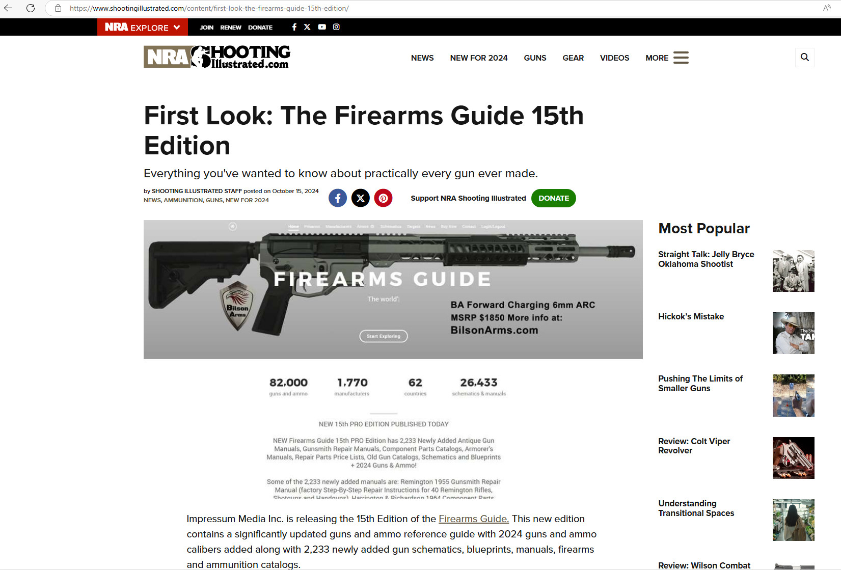 NRA’s Shooting Illustrated Unveils Comprehensive Review of the Firearms Guide 15th Edition