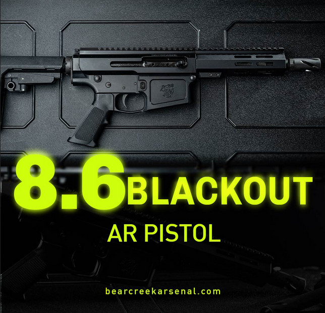 Bear Creek Arsenal 8.6 Blackout AR Pistol with parkerized SOCOM barrel